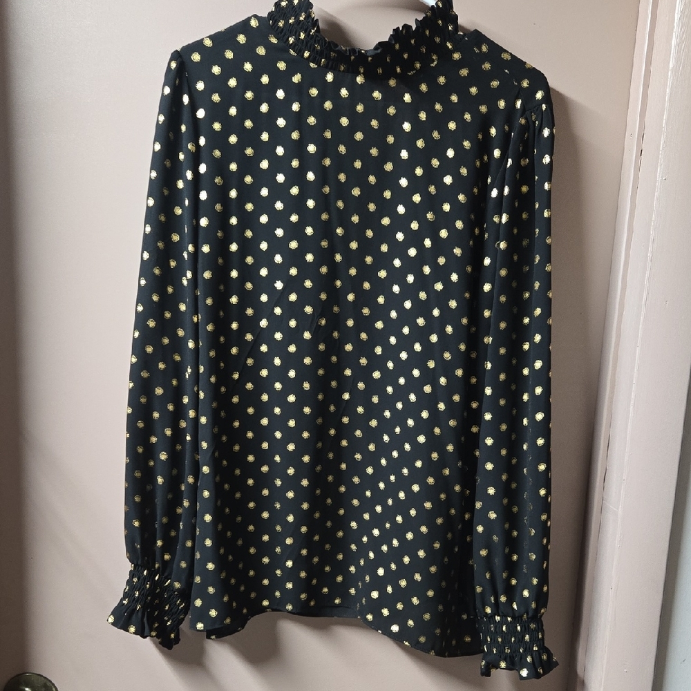 Worthington Black and Gold Dot Blouse